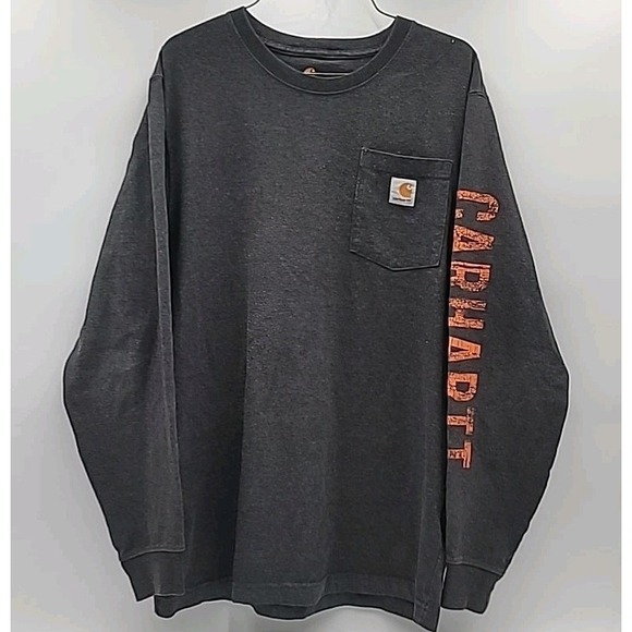 Carhartt Other - Carhartt Shirt Size M Faded Gray Long Sleeve Hit Graphic Tee Distressed Workwear